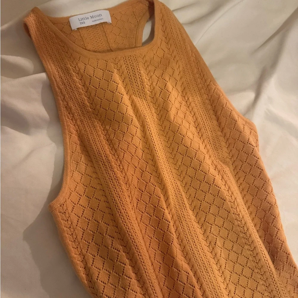Little Moon Sleeveless Knit Midi Dress in Pumpkin - Picture 2 of 4